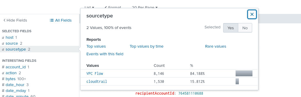 Source types available in Splunk, second screenshot
