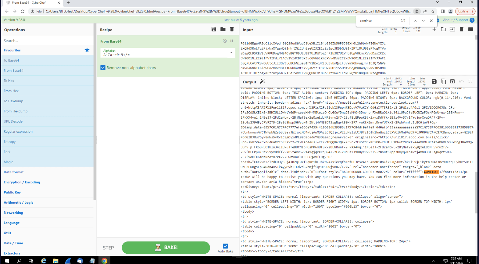 Email in Thunderbird, the Continue button
