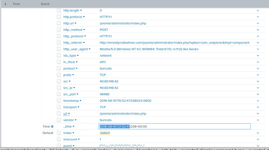 Details of the same event, showing the 3791.exe upload