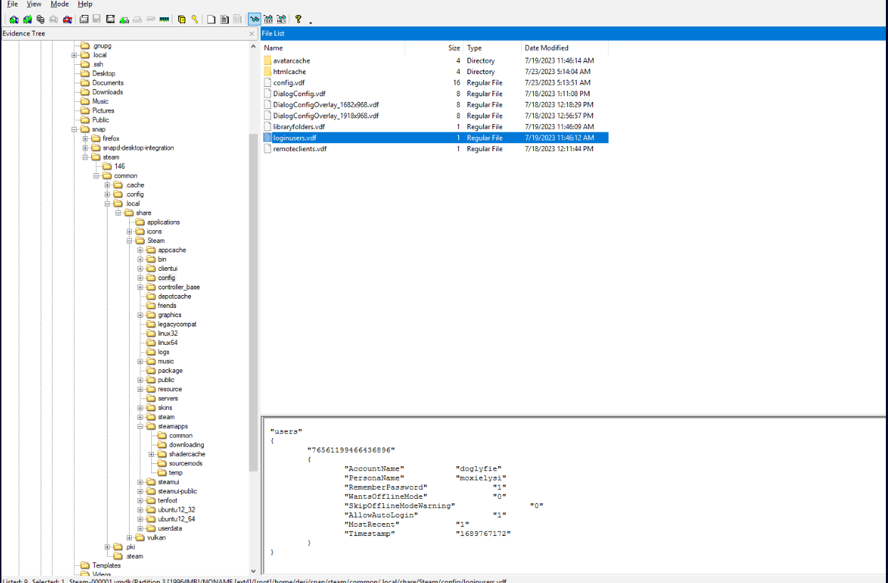 loginusers.vdf holding the auto-login account