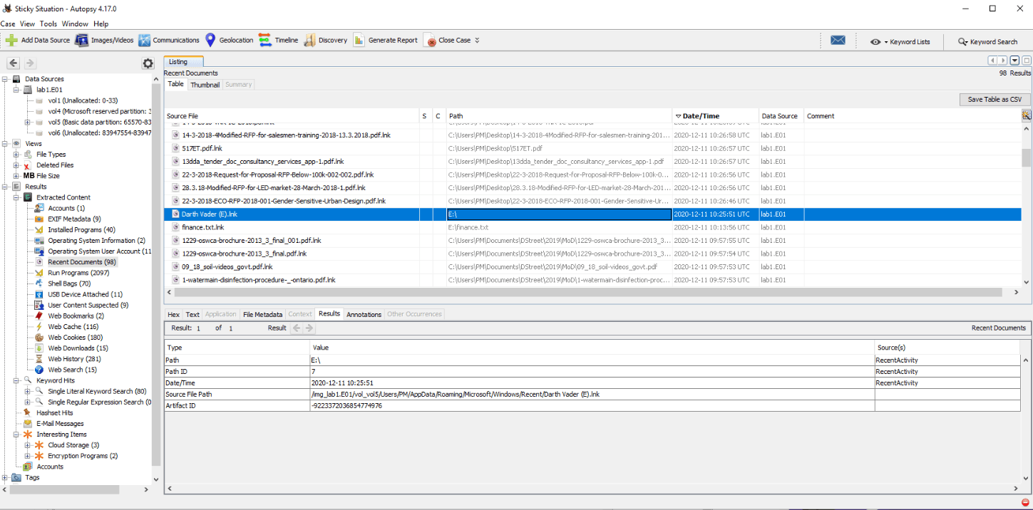 Recent Documents showing who accessed the drive