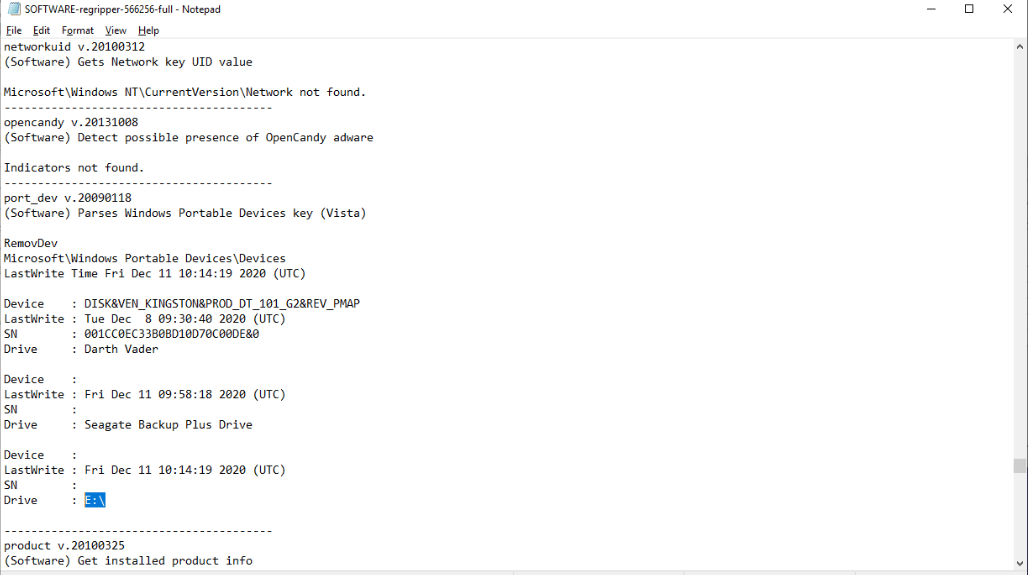Drive letter assigned to the USB device
