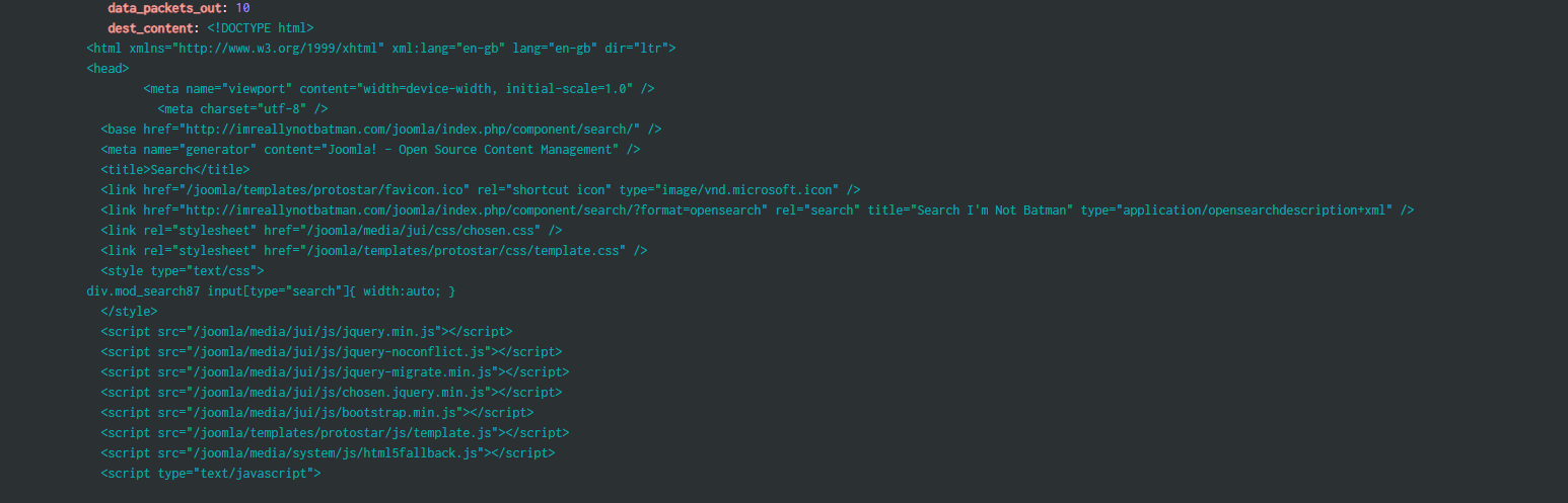 stream:http events from the scanner to the web server with status 200, uris under /joomla/