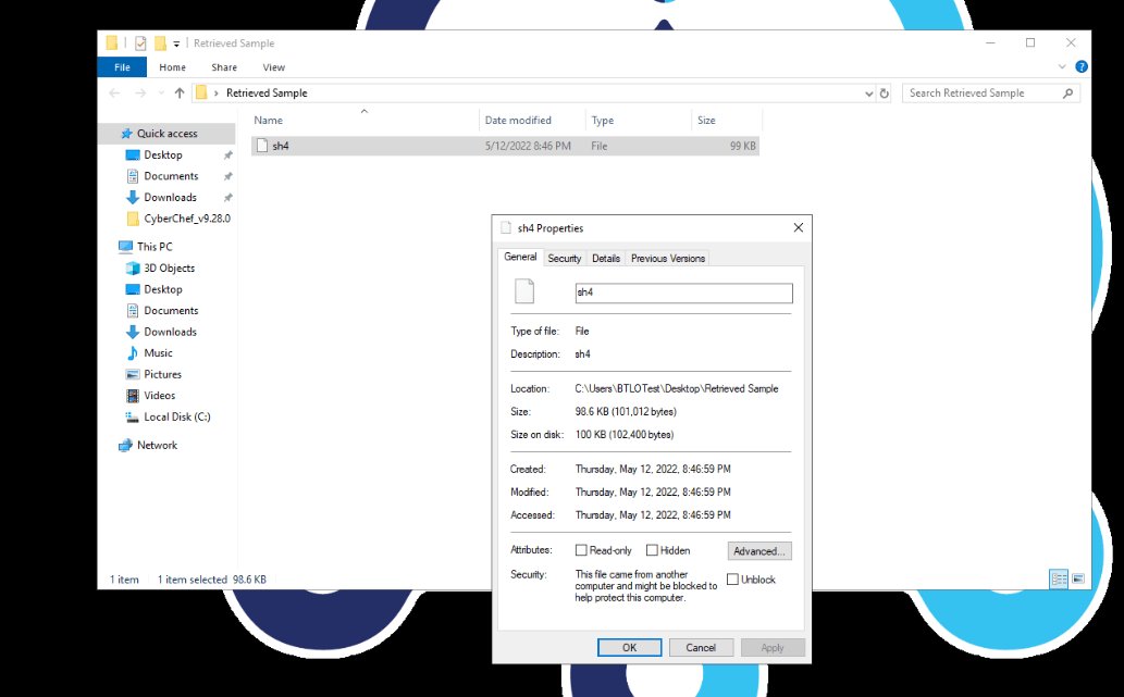 sh4 Properties dialog: Size 98.6 KB (101,012 bytes), Size on disk 100 KB (102,400 bytes)