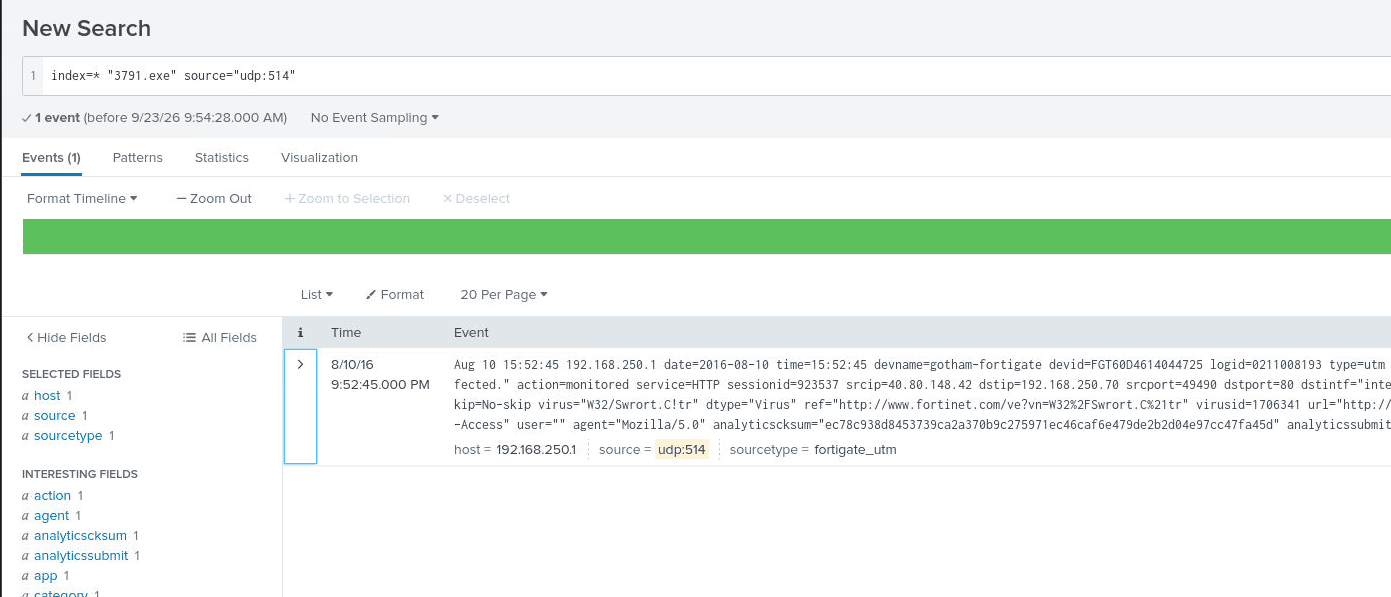 The firewall alert flagging 3791.exe as a malicious file