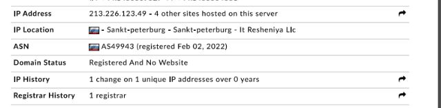 WHOIS record, IP 213.226.123.49 located in Sankt-Peterburg, Russia